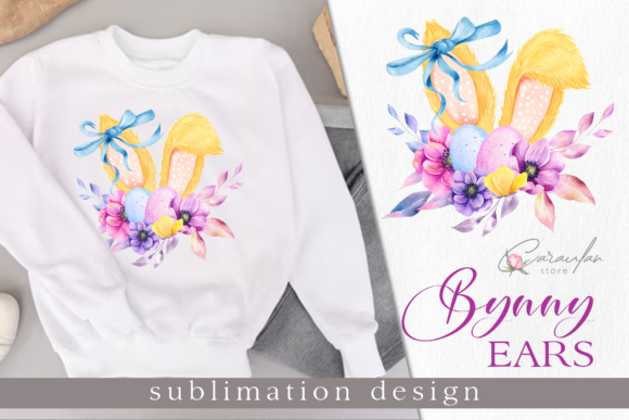Easter Bunny Ears Watercolor Floral Clipart for Your Creative Projects
