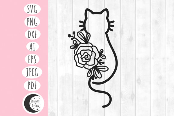 Floral Cat, Cat Outline, and Cat SVG Designs