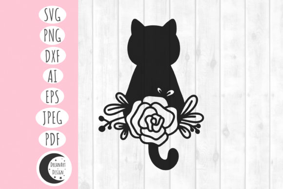 Floral Cat SVG Files for Crafting and Design