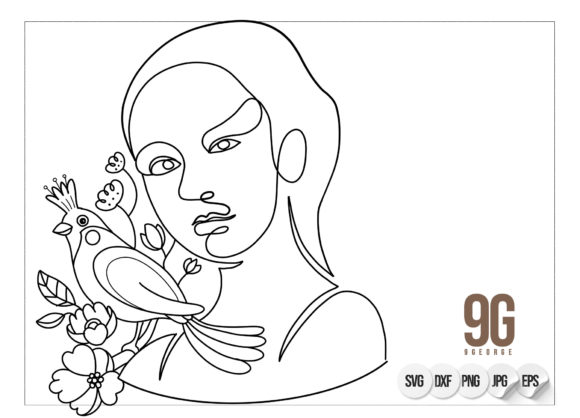 The Elegant Power of Women Girl Head Face Floral Leaf Art