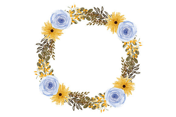 The Elegant Watercolor Rose Floral Wreath Frame