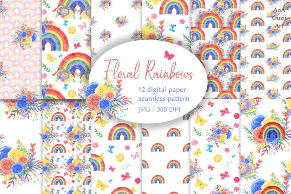 The Vibrant World of Watercolor Rainbow Floral Digital Paper
