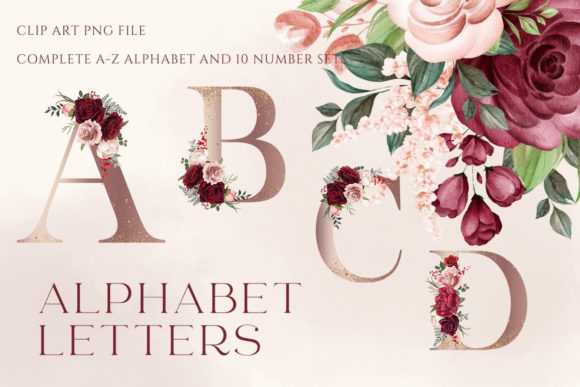 Understanding Rose Gold Floral Alphabet Sublimation Clipart